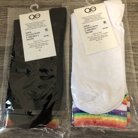 Queer Eye Choose Kindness Crew Socks 2 Pair One Black And One White - Picture 2 of 6